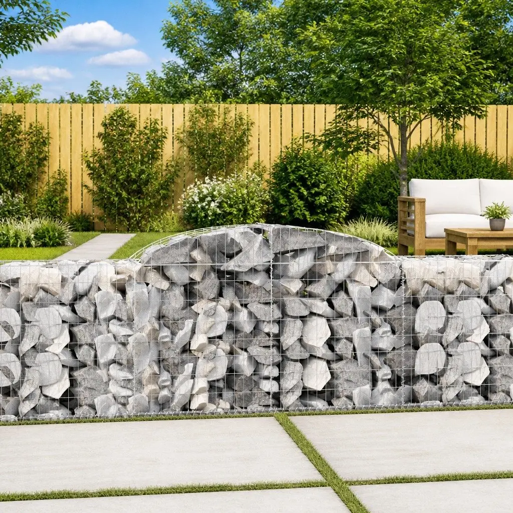 Arched Gabion Baskets 4 pcs Garden Barrier Retaining Wall Outdoor Decoration