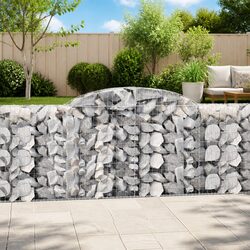 Arched Gabion Baskets 3 pcs 300x50x100/120 cm Garden Retaining Wall Barrier