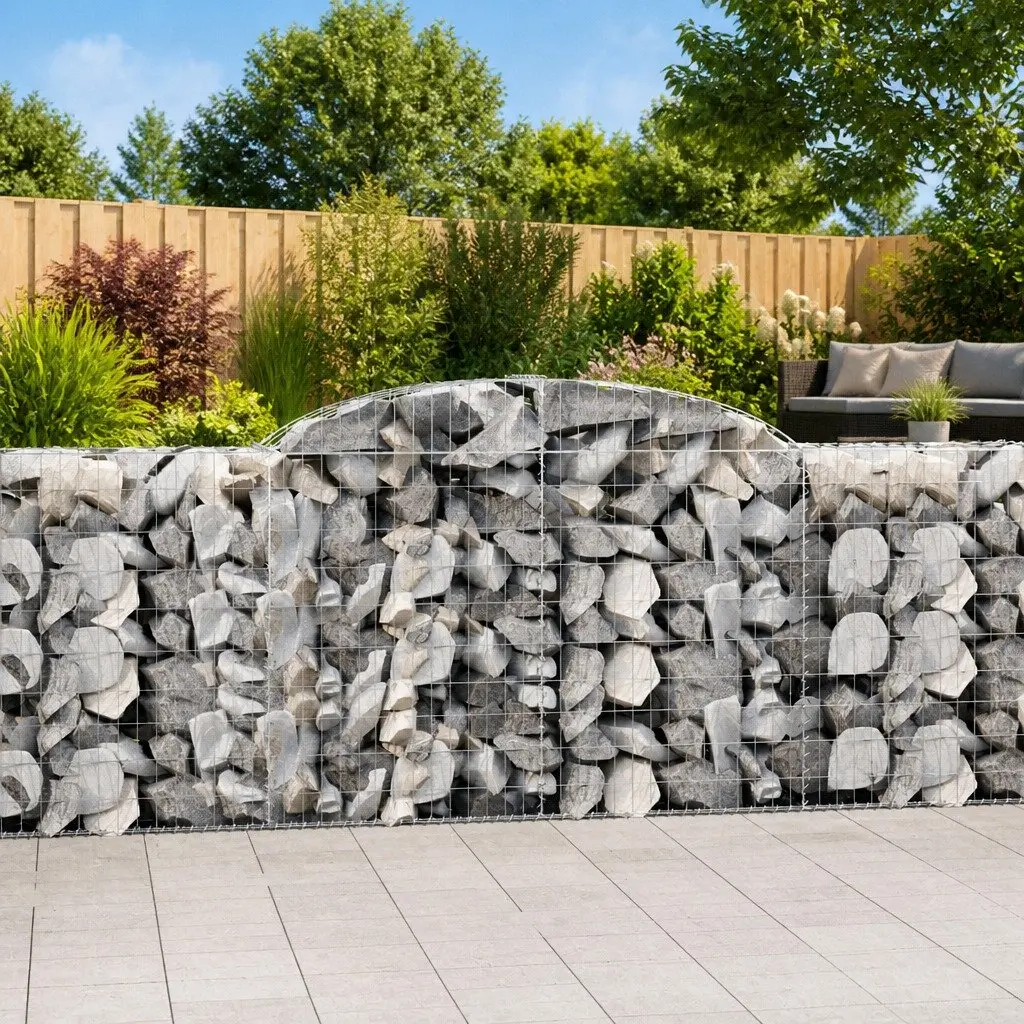 4-Piece Arched Gabion Baskets for Durable Outdoor Barriers