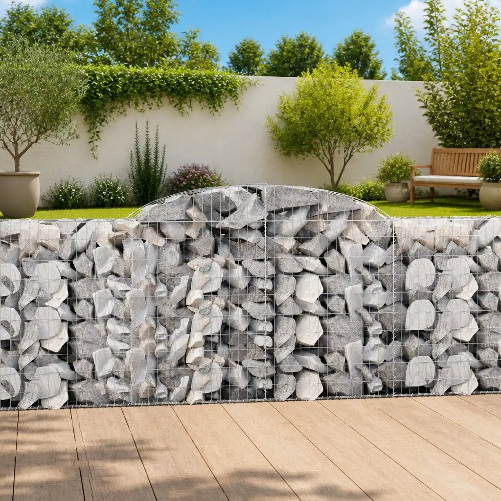 Arched Gabion Baskets 6 pcs Garden Retaining Wall Barrier Decorative Outdoor