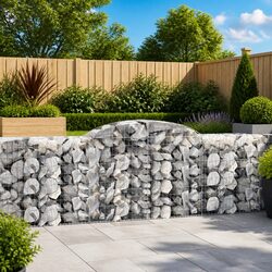 Decorative Silver Arched Gabion Baskets Set of 7