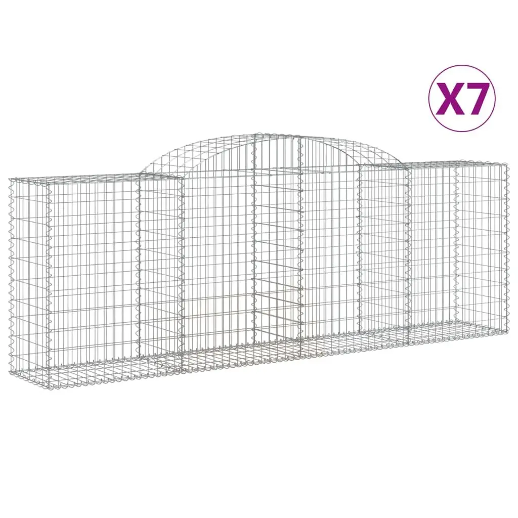 Arched Gabion Baskets Galvanised Iron 300 x 50 x 100120 cm Silver Set 7 pcs