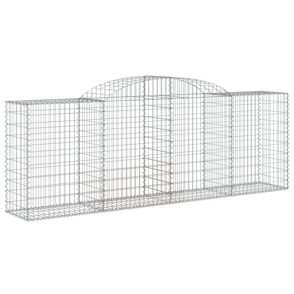 Arched Gabion Baskets Galvanised Iron 300 x 50 x 100120 cm Silver Set 7 pcs