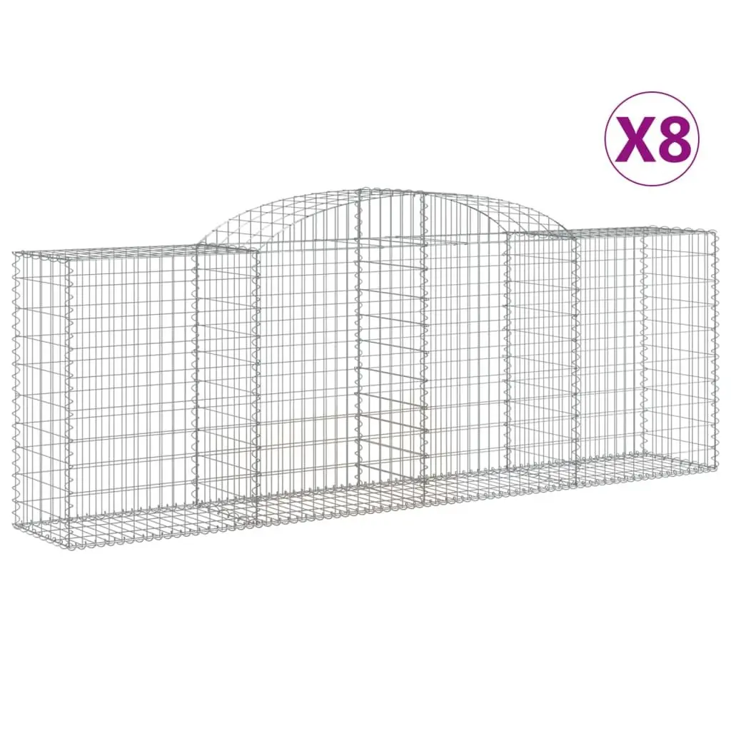 Arched Gabion Baskets 8 Pieces 300x50x100/120 cm Garden Barrier Retaining Wall