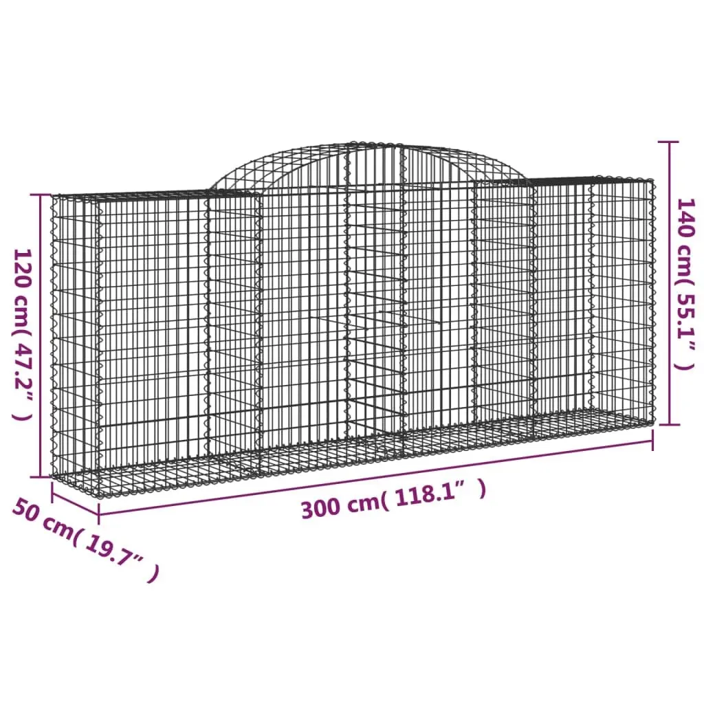 Arched Gabion Baskets 3 pcs for Garden Walls