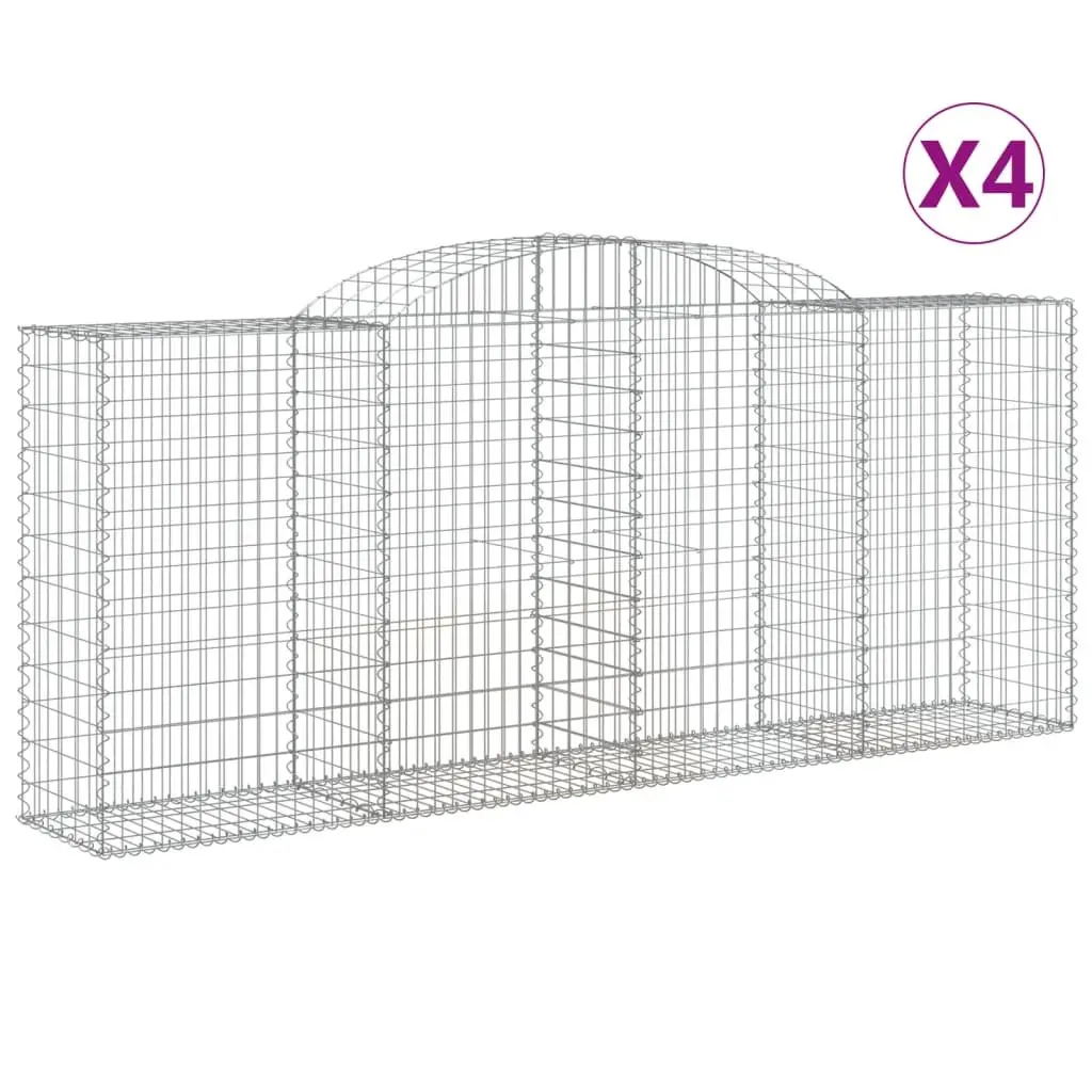 Arched Gabion Baskets Galvanised Iron 300x50x120140cm Silver 4 Piece