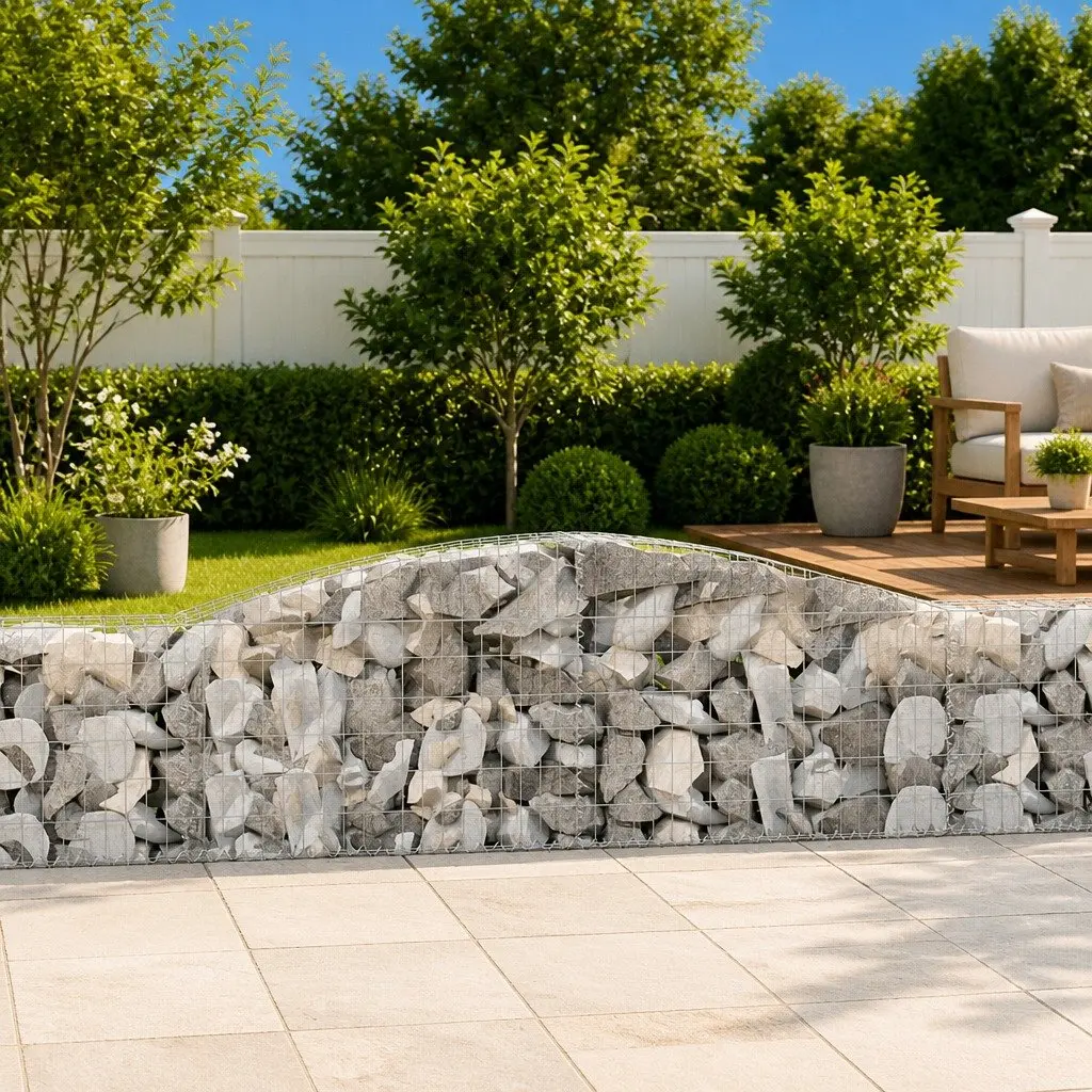 Arched Gabion Baskets 3 pcs 400x30x60/80 cm Silver Garden Retaining Wall Barrier