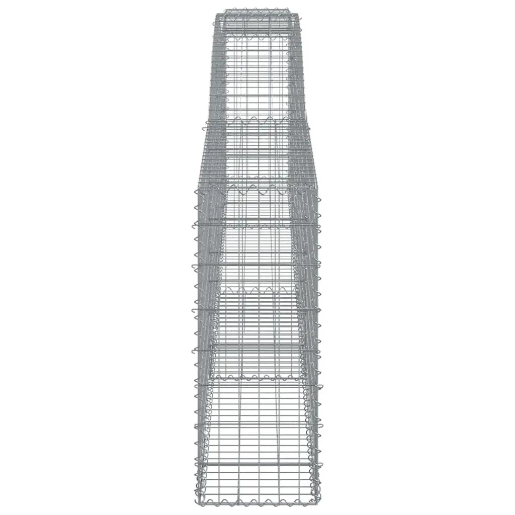 Gabion Baskets Galvanised Iron 400 x 30 x 80/100 cm Silver 5 Piece Garden Barrier Retaining Wall Decorative Outdoor