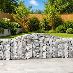 Arched Gabion Baskets Set of 6, 400x30x80/100 cm Silver