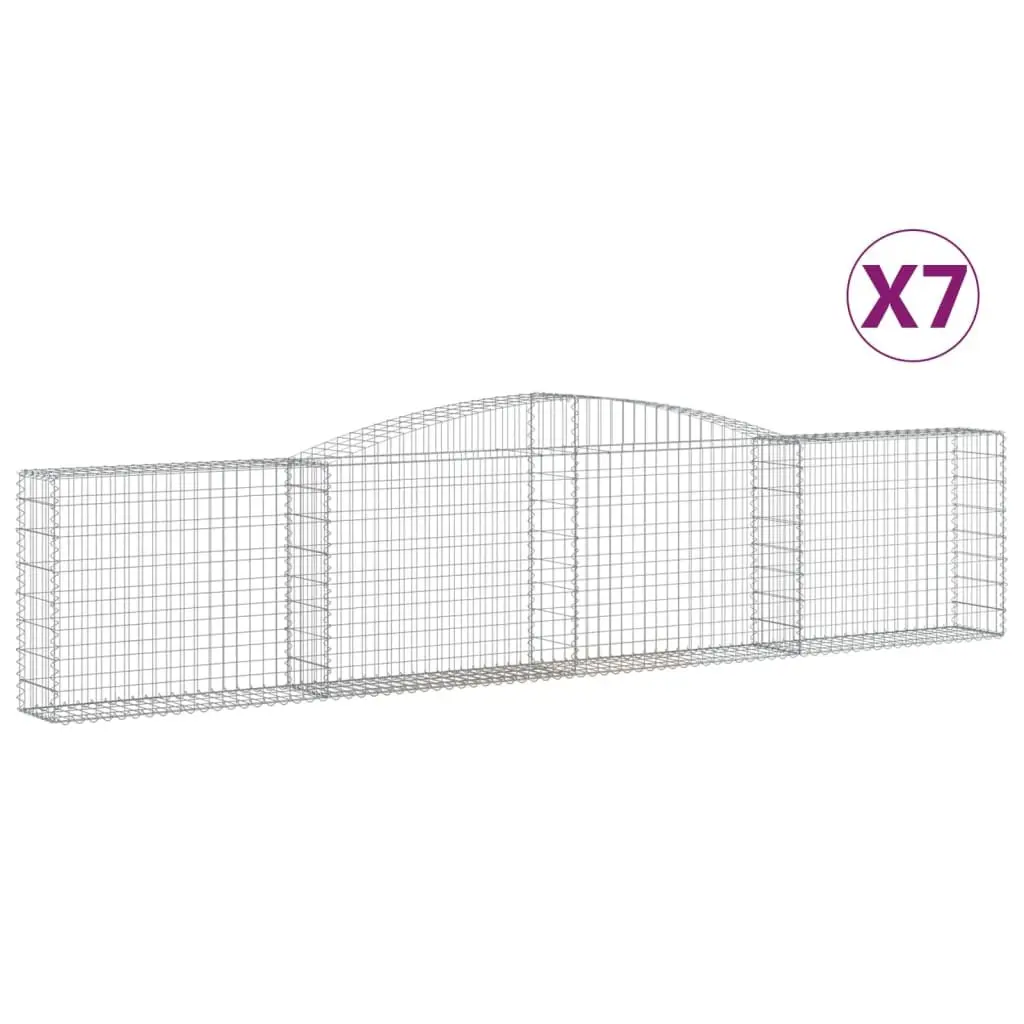 Arched Gabion Baskets Galvanised Iron 400x30x80/100 cm Silver Garden Retaining Wall Decorative