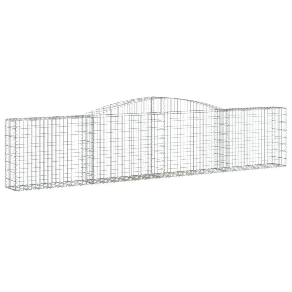 Arched Gabion Baskets Galvanised Iron 400x30x80/100 cm Silver Garden Retaining Wall Decorative