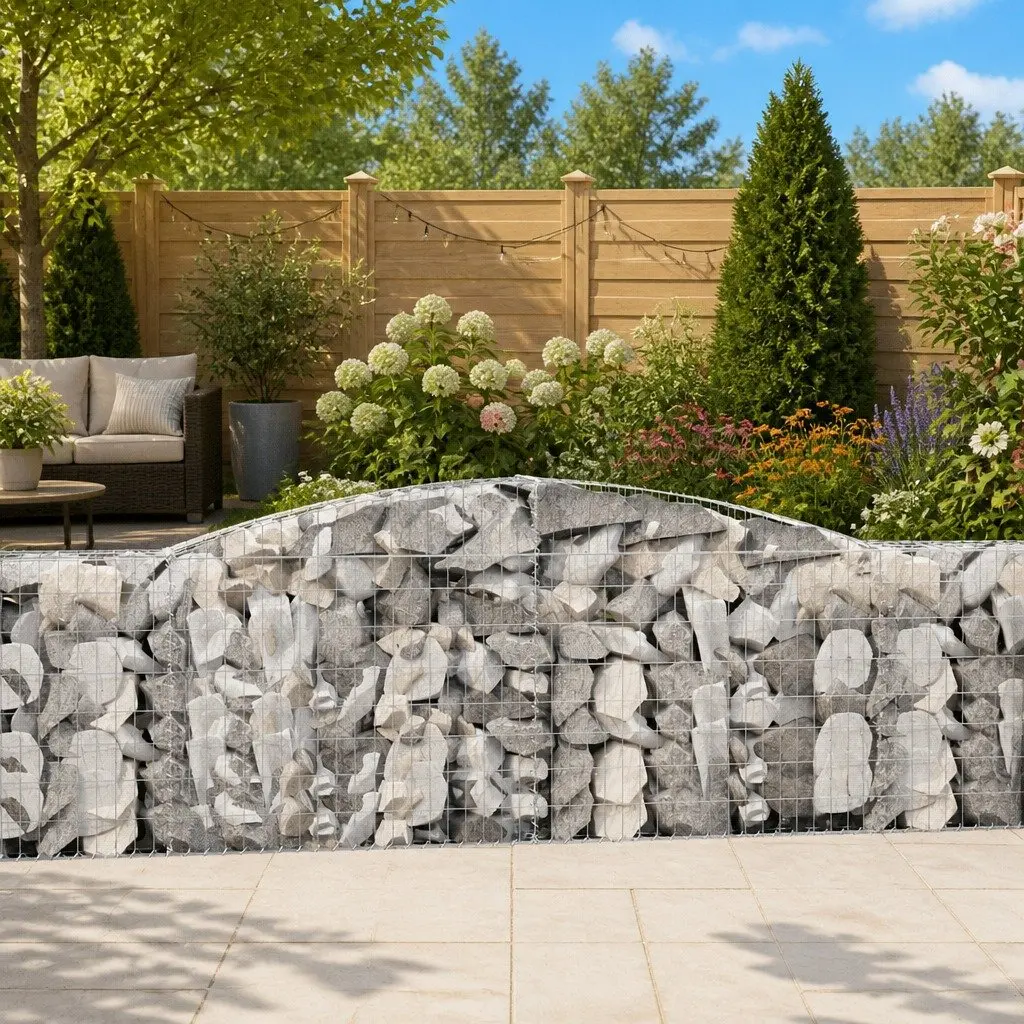 Gabion Baskets Galvanised Iron 400x30x100120 cm Silver 3 Piece Garden Retaining Wall Decorative
