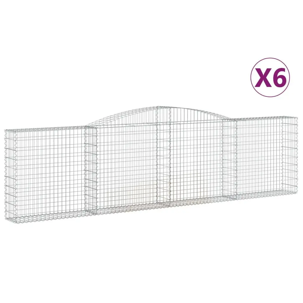 Gabion Baskets Galvanised Iron 400 x 30 x 100120 cm Silver 6 Piece Garden Barrier Retaining Wall Outdoor Decorative