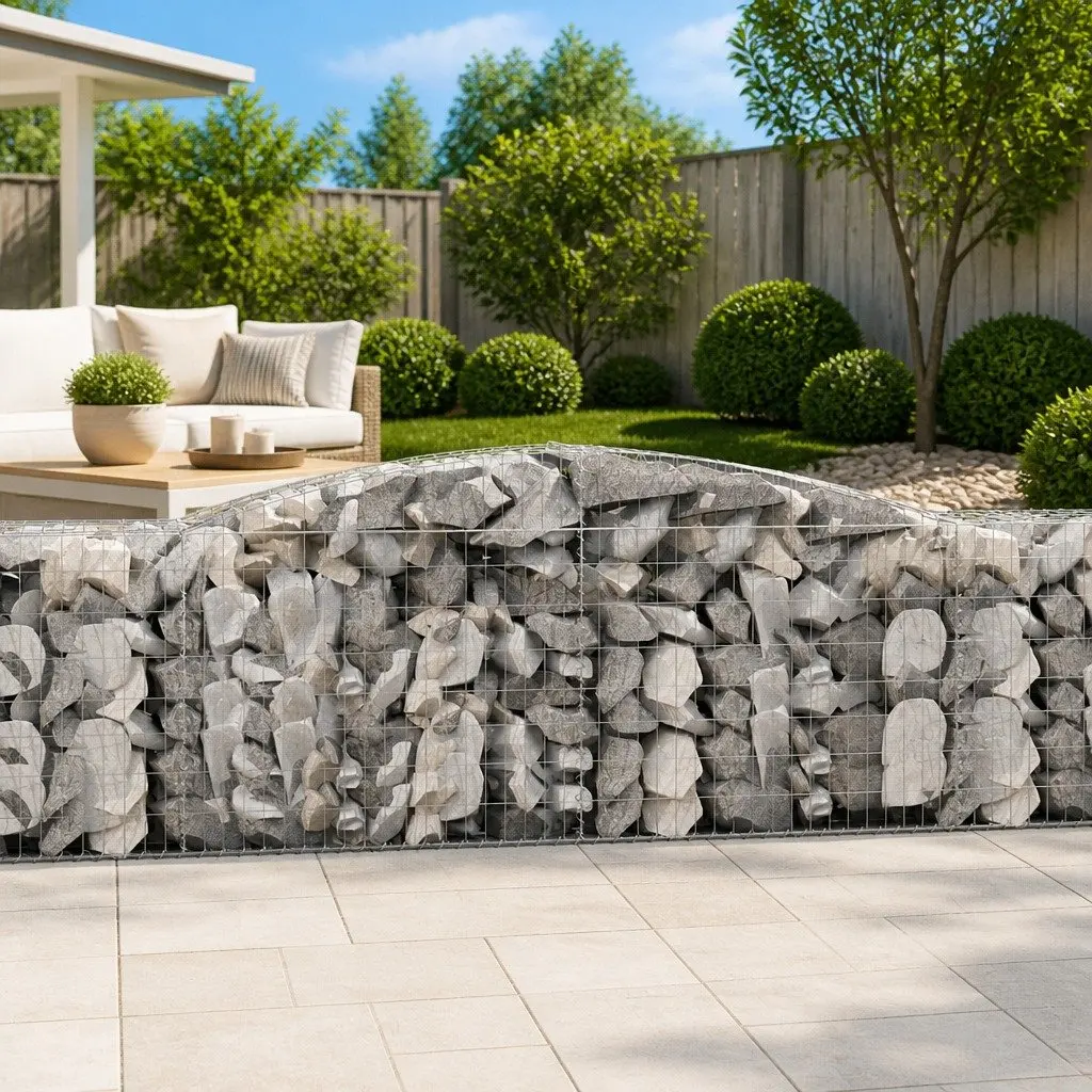 Gabion Baskets Galvanised Iron 400 x 50 x 80/100 cm Silver 7 Piece