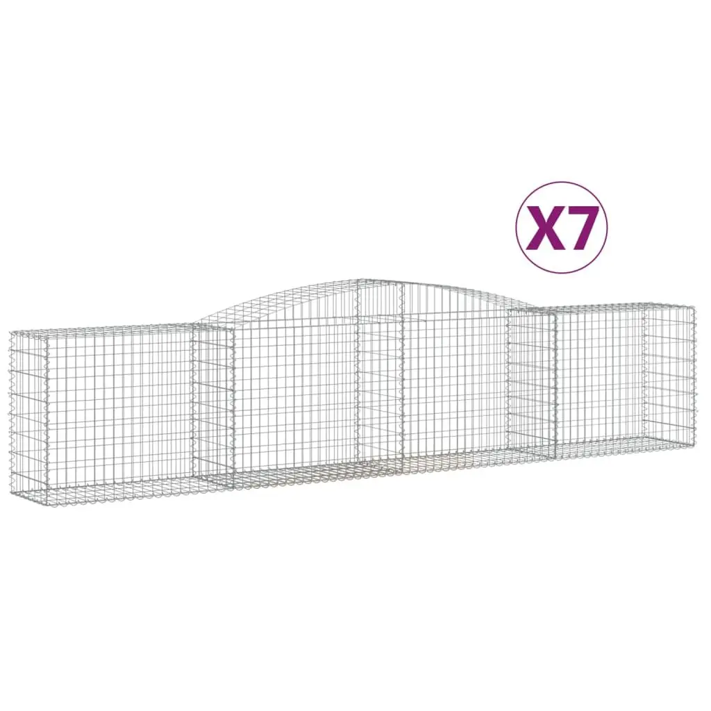 Gabion Baskets Galvanised Iron 400 x 50 x 80/100 cm Silver 7 Piece