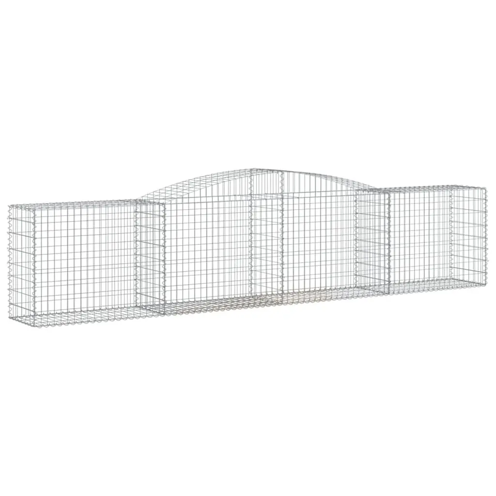 Gabion Baskets Galvanised Iron 400 x 50 x 80/100 cm Silver 7 Piece