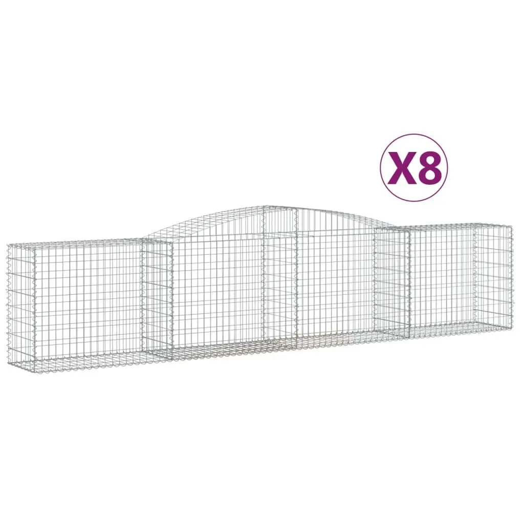 Arched Gabion Baskets Set 8 pcs Garden Barrier Retaining Wall Decorative Outdoor