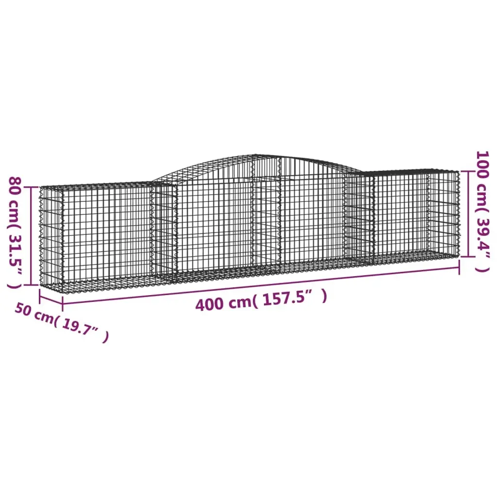 Arched Gabion Baskets Set 8 pcs Garden Barrier Retaining Wall Decorative Outdoor
