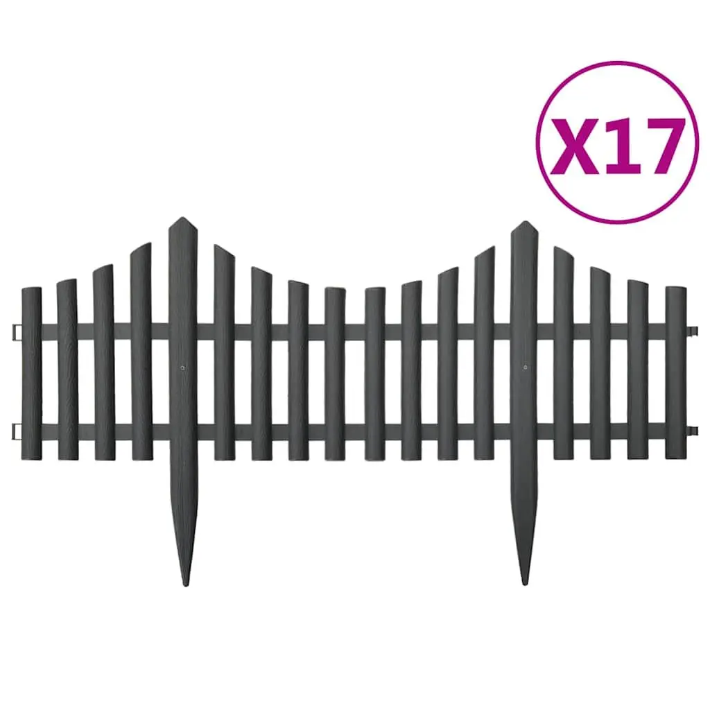 Garden Lawn Edging Borders 17 Pieces 10m Anthracite PP Interconnectable Fencing