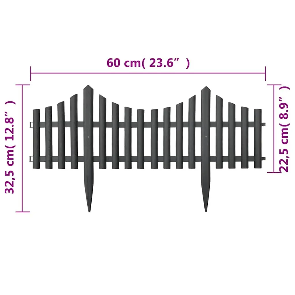 Garden Lawn Edging Borders 17 Pieces 10m Anthracite PP Interconnectable Fencing