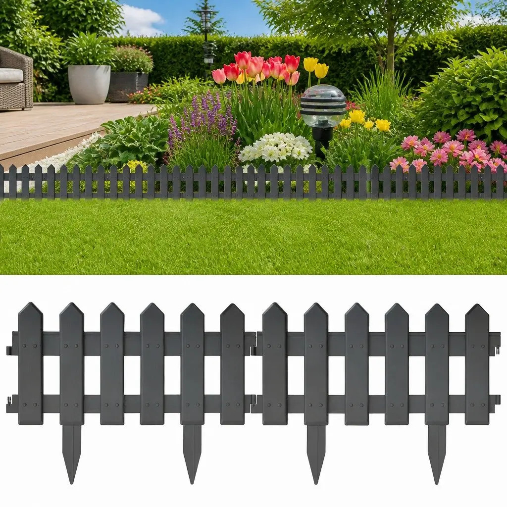 Flexible 25-Piece Anthracite Garden Lawn Edging Set