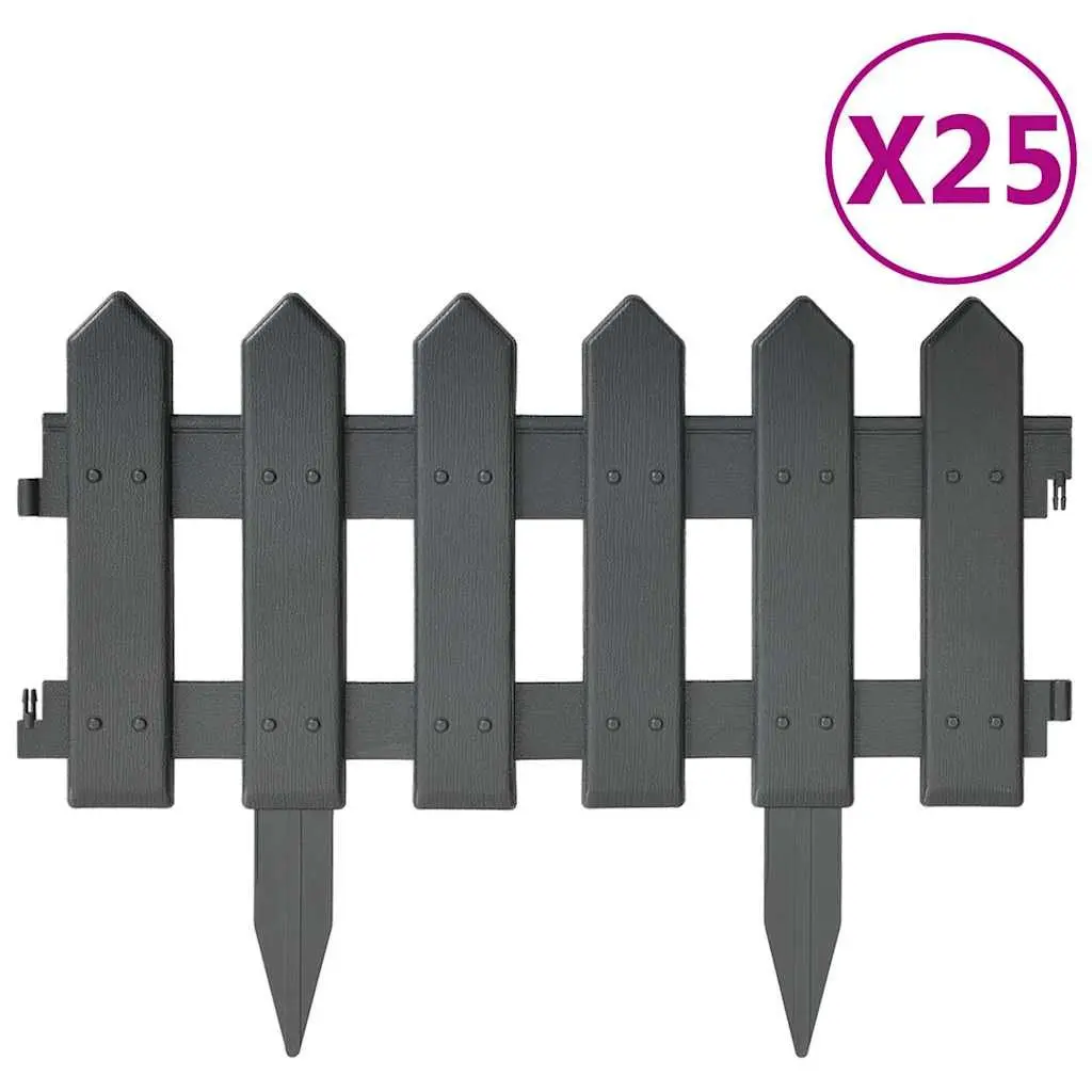 Flexible 25-Piece Anthracite Garden Lawn Edging Set