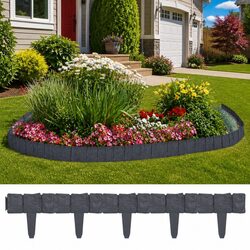 Durable 41-Piece Stone Look Plastic Lawn Edging 10m
