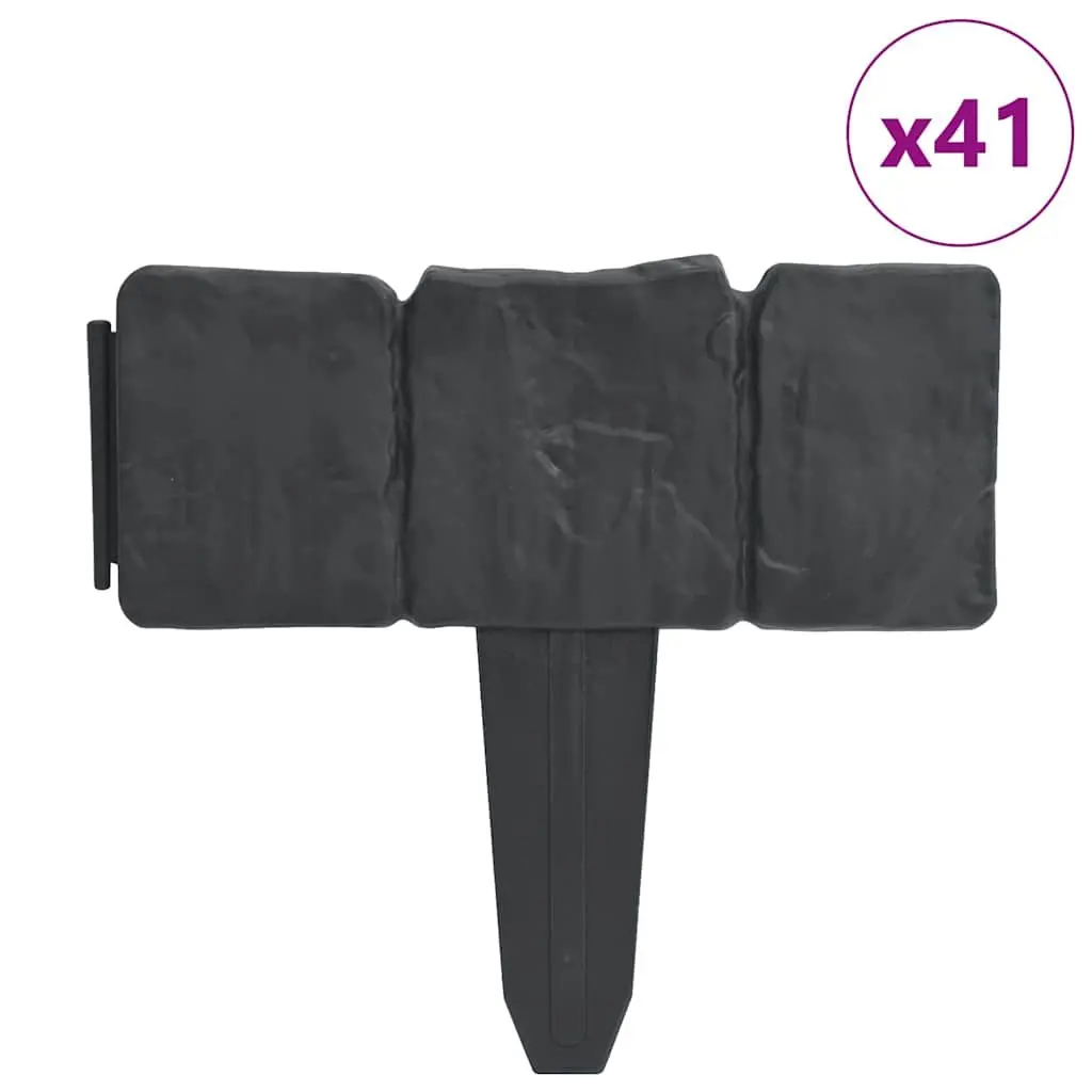41-Piece Stone Look Plastic Lawn Edging 10m