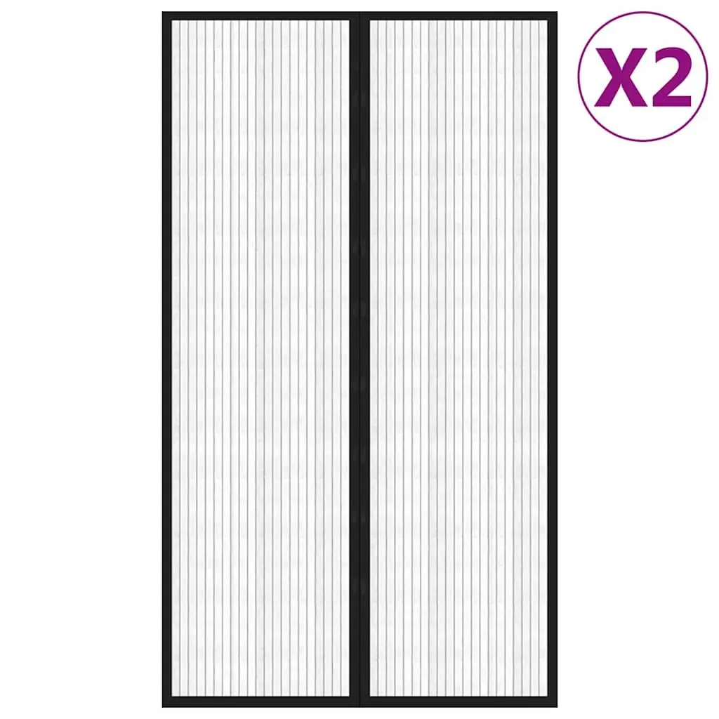 Black Insect Door Curtains 2 pcs with Magnet Blocks 200x80 cm