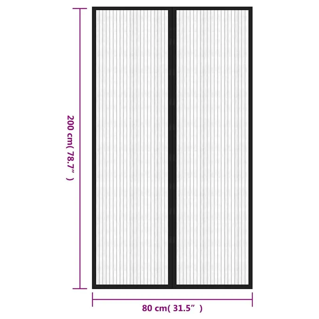 Black Insect Door Curtains 2 pcs with Magnet Blocks 200x80 cm