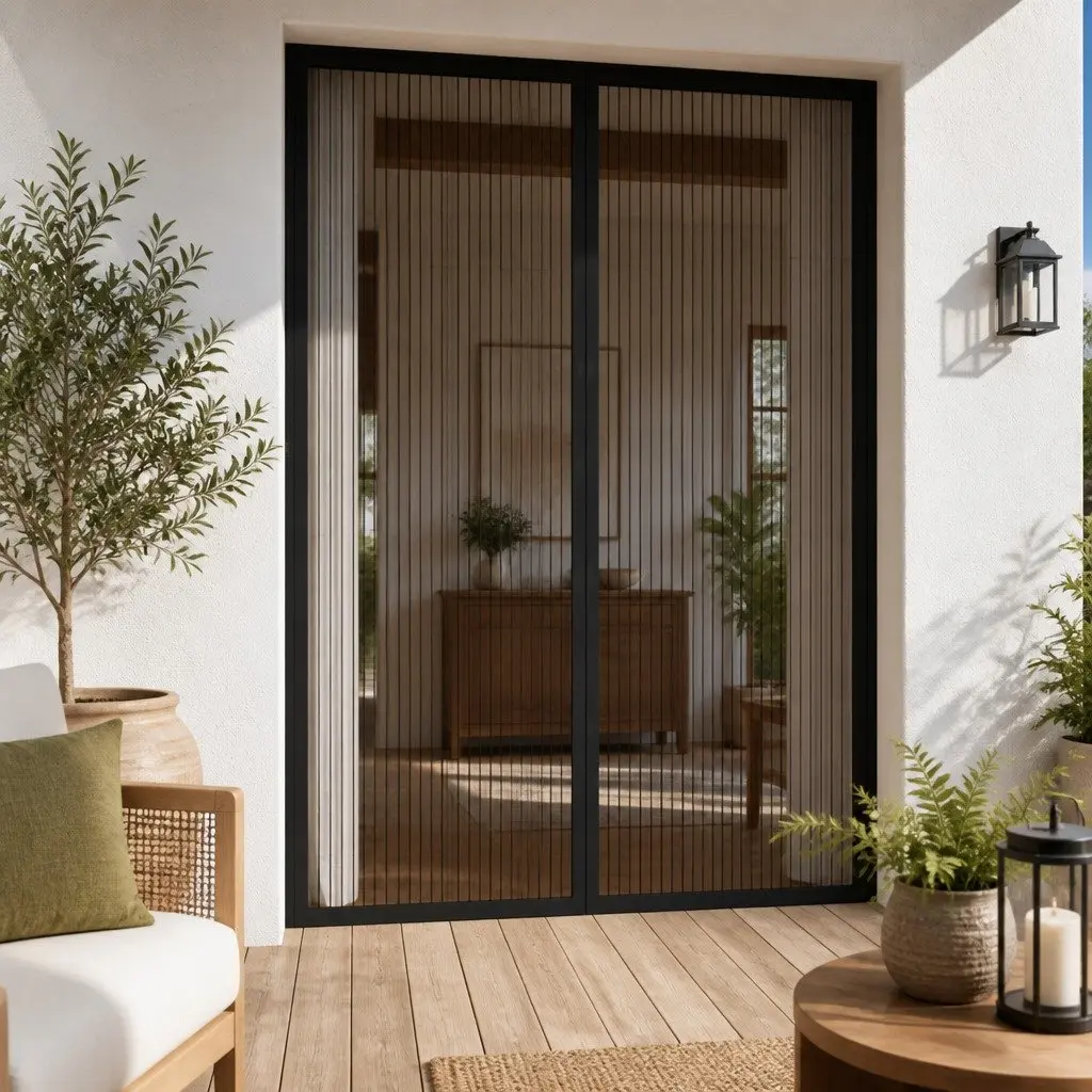 Insect Door Curtains Water-resistant Polyester Mesh 210x90 cm Black 2 Piece