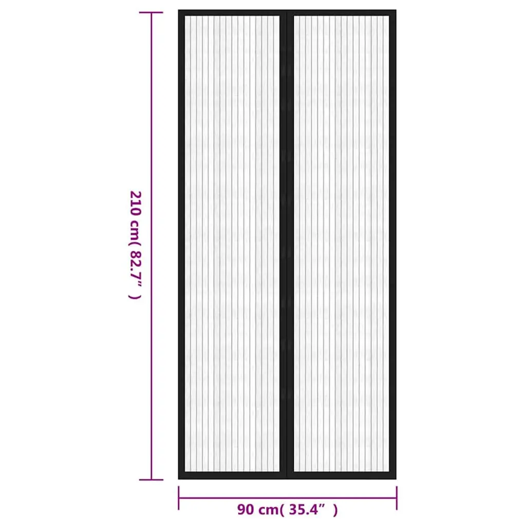 Insect Door Curtains Water-resistant Polyester Mesh 210x90 cm Black 2 Piece