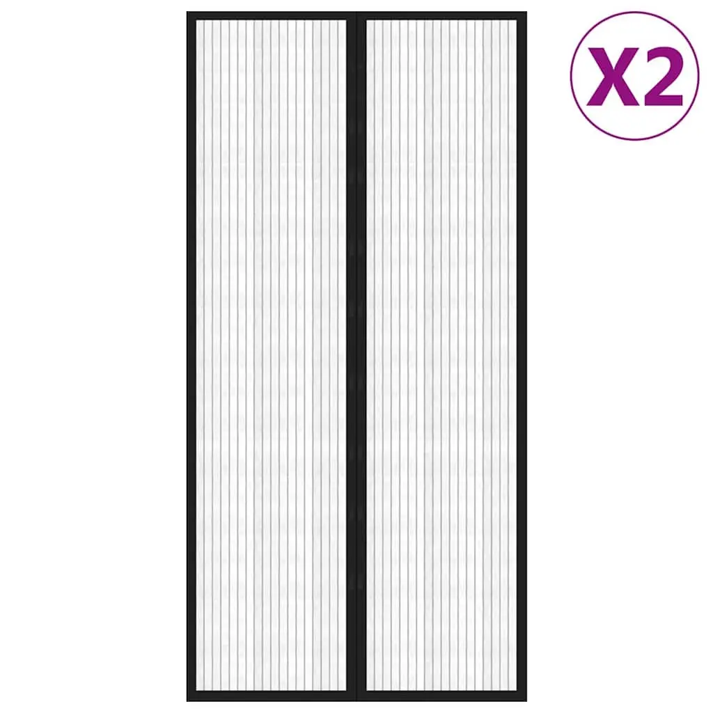 Insect Door Curtains Water-resistant Polyester Mesh 220x100 cm Black 2 Piece