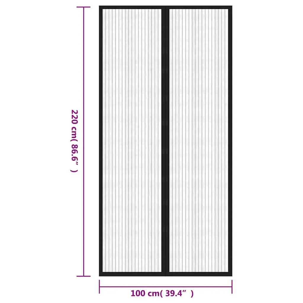 Insect Door Curtains Water-resistant Polyester Mesh 220x100 cm Black 2 Piece