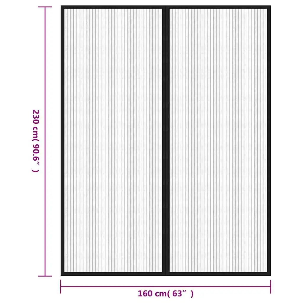 Insect Door Curtains with Magnet Blocks, Black