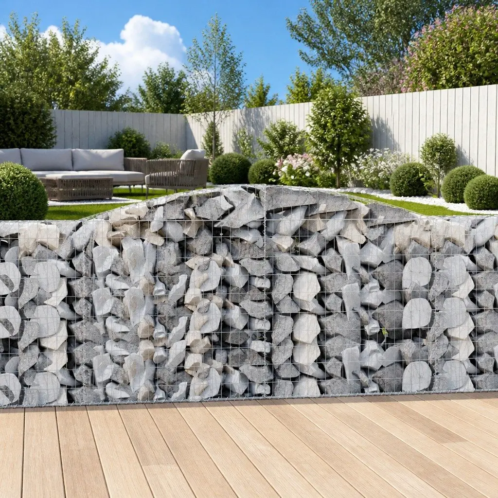 Arched Gabion Baskets 7 pcs Garden Barrier Retaining Wall Decorative Outdoor