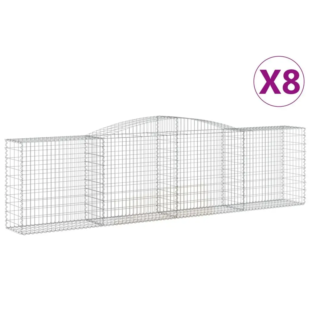Arched Gabion Baskets 8 pcs for Garden Barrier