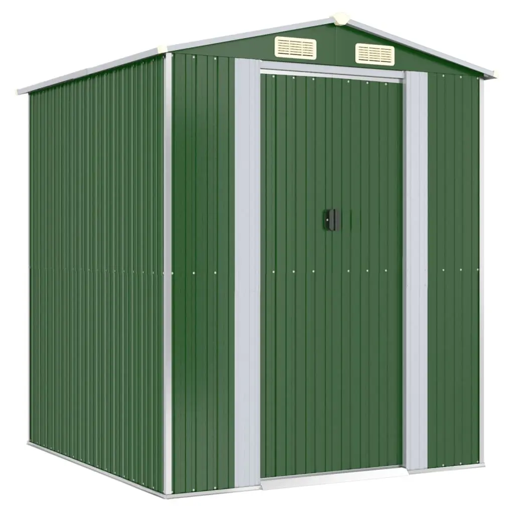 Garden Shed Galvanised Steel Green Outdoor Storage Tool House 192 x 191 x 223 cm