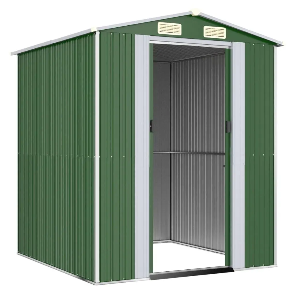 Garden Shed Galvanised Steel Green Outdoor Storage Tool House 192 x 191 x 223 cm