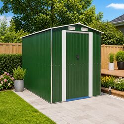 Sturdy Green Galvanised Steel Garden Shed for Storage