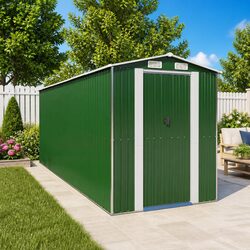 Green Outdoor Storage Shed with Double Sliding Doors