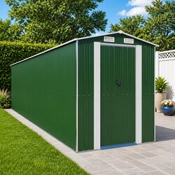 Green Galvanised Steel Garden Shed with Double Doors
