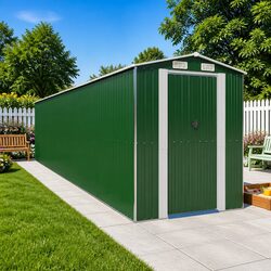 Durable Green Garden Shed with Double Sliding Doors