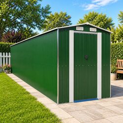 Robust Green Garden Shed with Double Doors for Storage