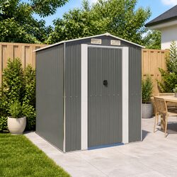 Durable Grey Garden Shed for Outdoor Storage, 192x191x223 cm