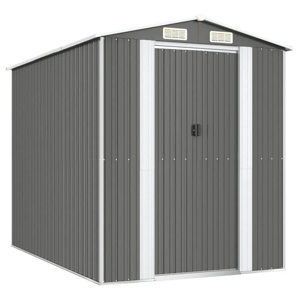 Garden Shed Galvanised Steel Light Grey 192 x 274 x 223 cm Outdoor Storage Tool Equipment House