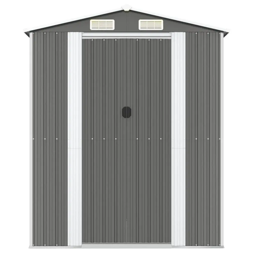 Garden Shed Galvanised Steel Light Grey 192 x 274 x 223 cm Outdoor Storage Tool Equipment House