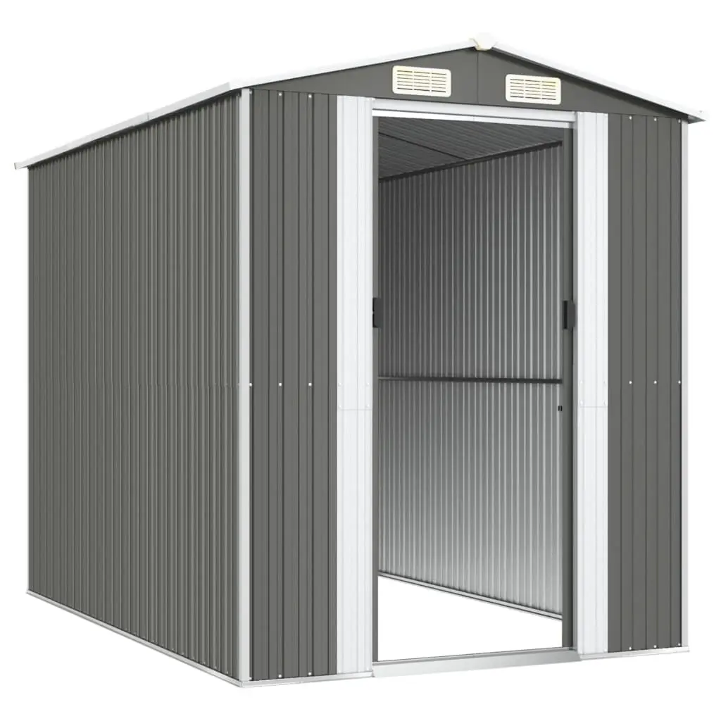 Garden Shed Galvanised Steel Light Grey 192 x 274 x 223 cm Outdoor Storage Tool Equipment House