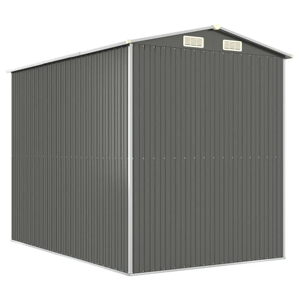 Garden Shed Galvanised Steel Light Grey 192 x 274 x 223 cm Outdoor Storage Tool Equipment House