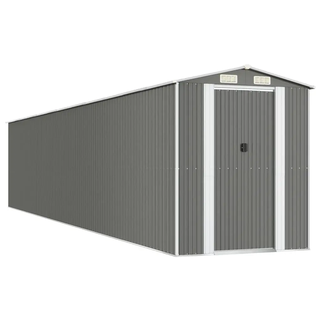 Light Grey Galvanised Steel Garden Shed for Tools